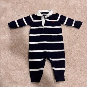 Polo by Ralph Lauren Striped Cotton Jersey Rugby Coverall